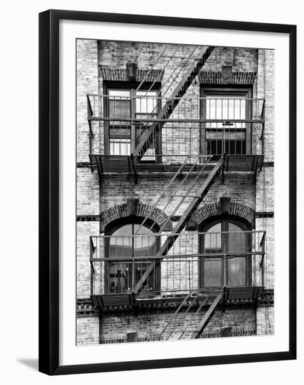 Fire Escape, Stairway on Manhattan Building, New York, United States, Black and White Photography-Philippe Hugonnard-Framed Premium Photographic Print