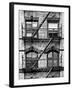Fire Escape, Stairway on Manhattan Building, New York, United States, Black and White Photography-Philippe Hugonnard-Framed Premium Photographic Print