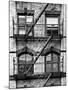 Fire Escape, Stairway on Manhattan Building, New York, United States, Black and White Photography-Philippe Hugonnard-Mounted Premium Photographic Print