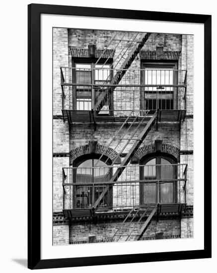 Fire Escape, Stairway on Manhattan Building, New York, United States, Black and White Photography-Philippe Hugonnard-Framed Photographic Print