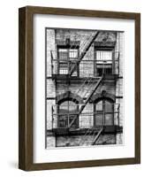 Fire Escape, Stairway on Manhattan Building, New York, United States, Black and White Photography-Philippe Hugonnard-Framed Photographic Print