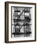 Fire Escape, Stairway on Manhattan Building, New York, United States, Black and White Photography-Philippe Hugonnard-Framed Photographic Print