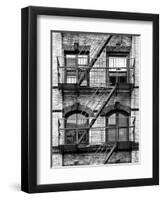 Fire Escape, Stairway on Manhattan Building, New York, United States, Black and White Photography-Philippe Hugonnard-Framed Photographic Print