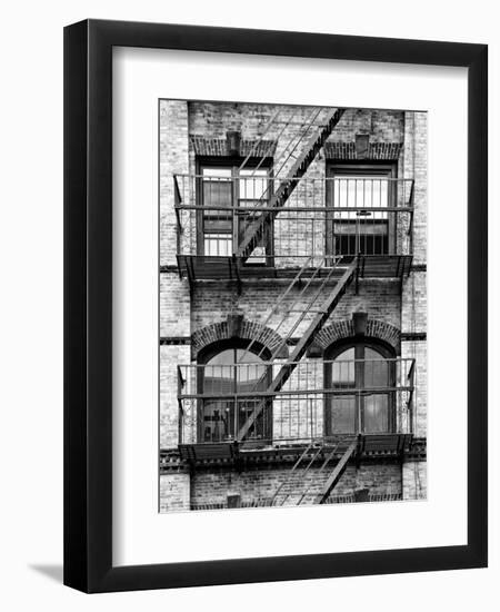 Fire Escape, Stairway on Manhattan Building, New York, United States, Black and White Photography-Philippe Hugonnard-Framed Photographic Print