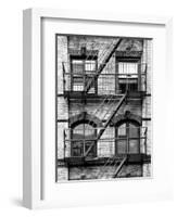 Fire Escape, Stairway on Manhattan Building, New York, United States, Black and White Photography-Philippe Hugonnard-Framed Photographic Print