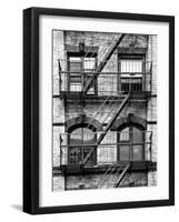 Fire Escape, Stairway on Manhattan Building, New York, United States, Black and White Photography-Philippe Hugonnard-Framed Premium Photographic Print