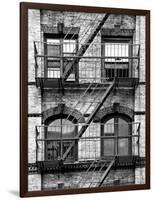 Fire Escape, Stairway on Manhattan Building, New York, United States, Black and White Photography-Philippe Hugonnard-Framed Photographic Print