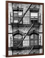 Fire Escape, Stairway on Manhattan Building, New York, United States, Black and White Photography-Philippe Hugonnard-Framed Photographic Print