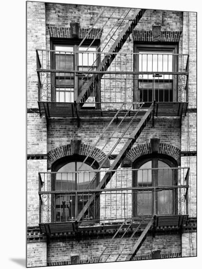 Fire Escape, Stairway on Manhattan Building, New York, United States, Black and White Photography-Philippe Hugonnard-Mounted Photographic Print