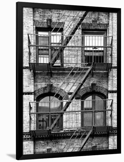 Fire Escape, Stairway on Manhattan Building, New York, United States, Black and White Photography-Philippe Hugonnard-Framed Photographic Print