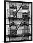 Fire Escape, Stairway on Manhattan Building, New York, United States, Black and White Photography-Philippe Hugonnard-Framed Photographic Print