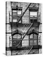 Fire Escape, Stairway on Manhattan Building, New York, United States, Black and White Photography-Philippe Hugonnard-Stretched Canvas