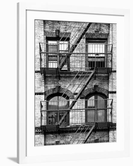 Fire Escape, Stairway on Manhattan Building, New York, United States, Black and White Photography-Philippe Hugonnard-Framed Photographic Print