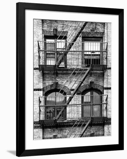 Fire Escape, Stairway on Manhattan Building, New York, United States, Black and White Photography-Philippe Hugonnard-Framed Photographic Print