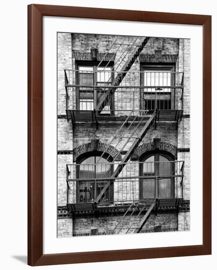 Fire Escape, Stairway on Manhattan Building, New York, United States, Black and White Photography-Philippe Hugonnard-Framed Photographic Print