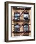 Fire Escape, Stairway on Manhattan Building, New York, US, White Frame, Full Size Photography-Philippe Hugonnard-Framed Art Print