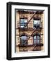 Fire Escape, Stairway on Manhattan Building, New York, US, White Frame, Full Size Photography-Philippe Hugonnard-Framed Art Print