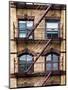 Fire Escape, Stairway on Manhattan Building, New York, US, White Frame, Full Size Photography-Philippe Hugonnard-Mounted Art Print