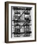 Fire Escape, Stairway on Manhattan Building, New York, White Frame, Full Size Photography-Philippe Hugonnard-Framed Art Print
