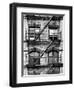 Fire Escape, Stairway on Manhattan Building, New York, White Frame, Full Size Photography-Philippe Hugonnard-Framed Art Print