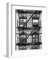 Fire Escape, Stairway on Manhattan Building, New York, White Frame, Full Size Photography-Philippe Hugonnard-Framed Art Print