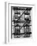 Fire Escape, Stairway on Manhattan Building, New York, White Frame, Full Size Photography-Philippe Hugonnard-Framed Art Print