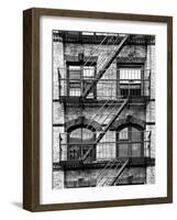 Fire Escape, Stairway on Manhattan Building, New York, White Frame, Full Size Photography-Philippe Hugonnard-Framed Art Print