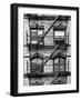 Fire Escape, Stairway on Manhattan Building, New York, White Frame, Full Size Photography-Philippe Hugonnard-Framed Art Print