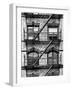 Fire Escape, Stairway on Manhattan Building, New York, White Frame, Full Size Photography-Philippe Hugonnard-Framed Art Print