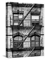 Fire Escape, Stairway on Manhattan Building, New York, White Frame, Full Size Photography-Philippe Hugonnard-Stretched Canvas