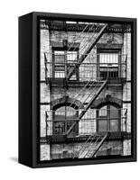 Fire Escape, Stairway on Manhattan Building, New York, White Frame, Full Size Photography-Philippe Hugonnard-Framed Stretched Canvas