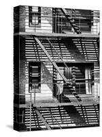 Fire Escape, Stairway on Manhattan Building, NYC, White Frame, Full Size Photography-Philippe Hugonnard-Stretched Canvas