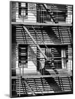 Fire Escape, Stairway on Manhattan Building, NYC, White Frame, Full Size Photography-Philippe Hugonnard-Mounted Art Print
