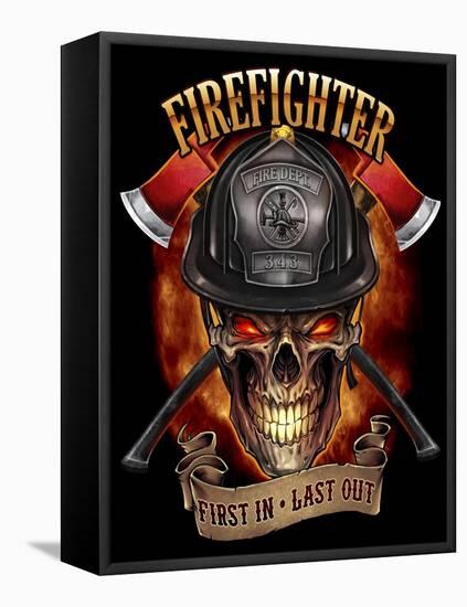 Fire Fighter Skull-FlyLand Designs-Framed Stretched Canvas