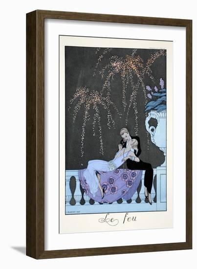 Fire, from 'Falbalas and Fanfreluches, Almanach des Modes Présentes, Passées et Futures', 1926-Georges Barbier-Framed Giclee Print