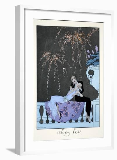 Fire, from 'Falbalas and Fanfreluches, Almanach des Modes Présentes, Passées et Futures', 1926-Georges Barbier-Framed Giclee Print