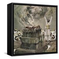 Fire from Heaven Consumes the Sacrifice-James Tissot-Framed Stretched Canvas