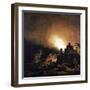 Fire in a Village at Night-Adam Colonia-Framed Art Print