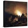 Fire in a Village at Night-Adam Colonia-Stretched Canvas