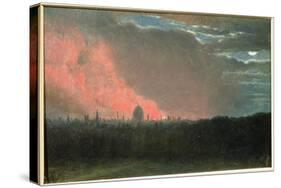 Fire in London Seen from Hampstead (Oil on Paper Laid on Panel)-John Constable-Stretched Canvas