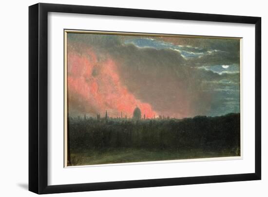 Fire in London Seen from Hampstead (Oil on Paper Laid on Panel)-John Constable-Framed Giclee Print