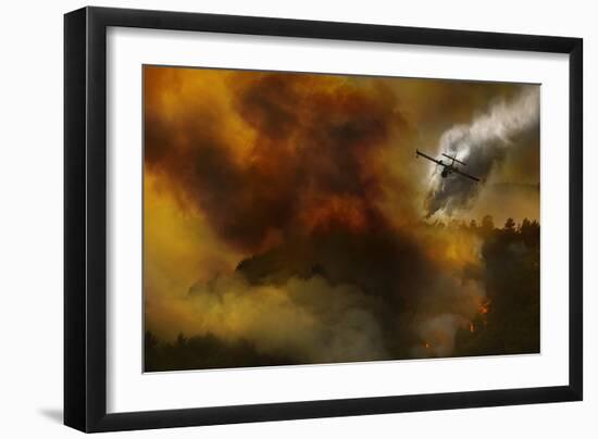 Fire in National Park of Cilento (Sa) - Italy-Antonio Grambone-Framed Photographic Print