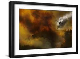 Fire in National Park of Cilento (Sa) - Italy-Antonio Grambone-Framed Photographic Print