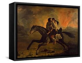 Fire in Pampa and Flight of Indigenous People-Franklin Rawson-Framed Stretched Canvas