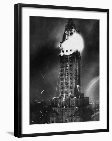 Fire in Skyscraper Hotel-null-Framed Photographic Print