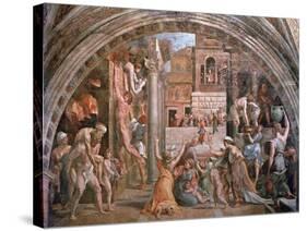 Fire in the Borgo, from the "Stanza Dell"Incendio" circa 1514-17-Raphael & Giulio Romano-Stretched Canvas