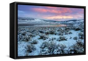 Fire in the Sky and Frosty Landscape, Hayden Valley, Yellowstone-Vincent James-Framed Stretched Canvas