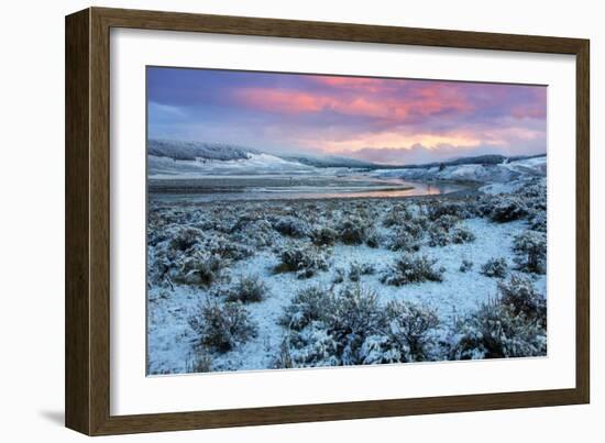 Fire in the Sky and Frosty Landscape, Hayden Valley, Yellowstone-Vincent James-Framed Photographic Print