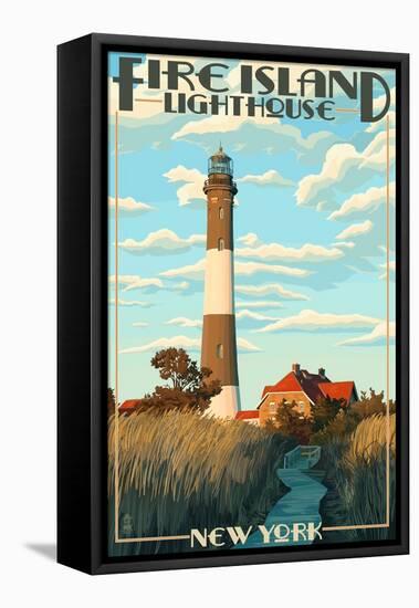 Fire Island Lighthouses - Captree Island, New York-Lantern Press-Framed Stretched Canvas