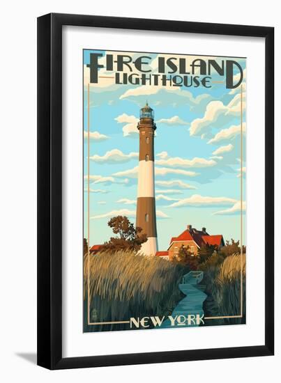 Fire Island Lighthouses - Captree Island, New York-Lantern Press-Framed Art Print